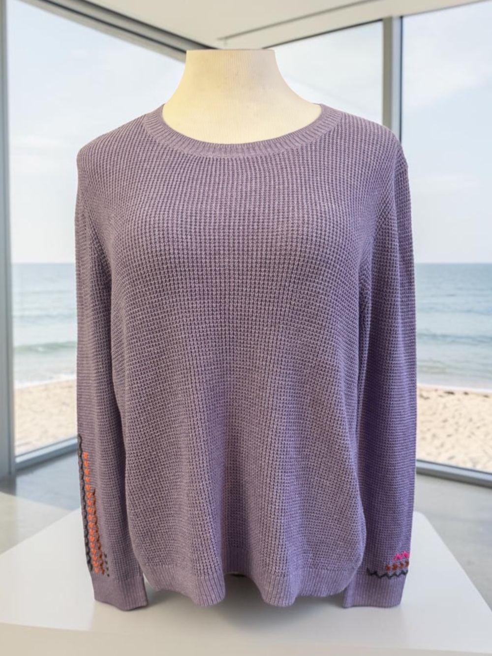 LISA TODD Cotton Embroidered Sweater Size Large